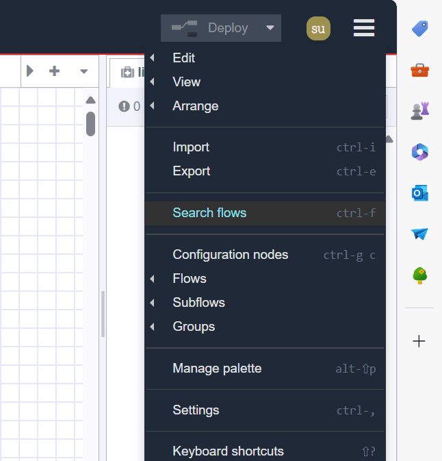 Search flow option of the main menu's options Search flow option of the main menu's options